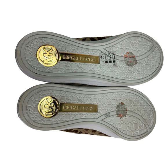 Michael Kors Signature Sneakers Gold size 7 Lace Up Logo Print HX16F - Picture 7 of 10